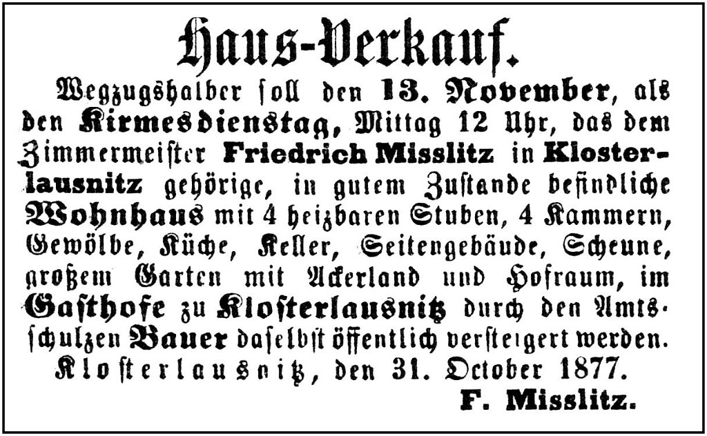 1877-10-31 Kl Hausverkauf